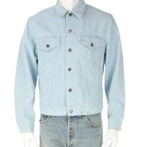70s Vintage Levi's Baby Blue White Tab Denim Jean Trucker USA Made Jacket M